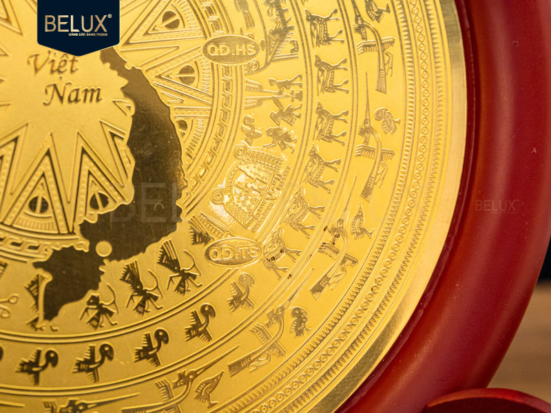 Mặt đĩa ăn mòn mặt trống Việt Nam bằng đồng D14